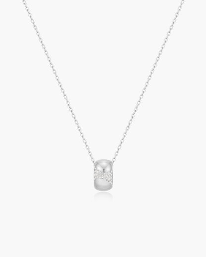 Silver Puffed Rivulet Pavé Necklace