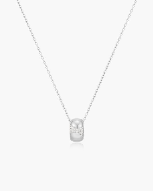 Silver Puffed Rivulet Pavé Necklace