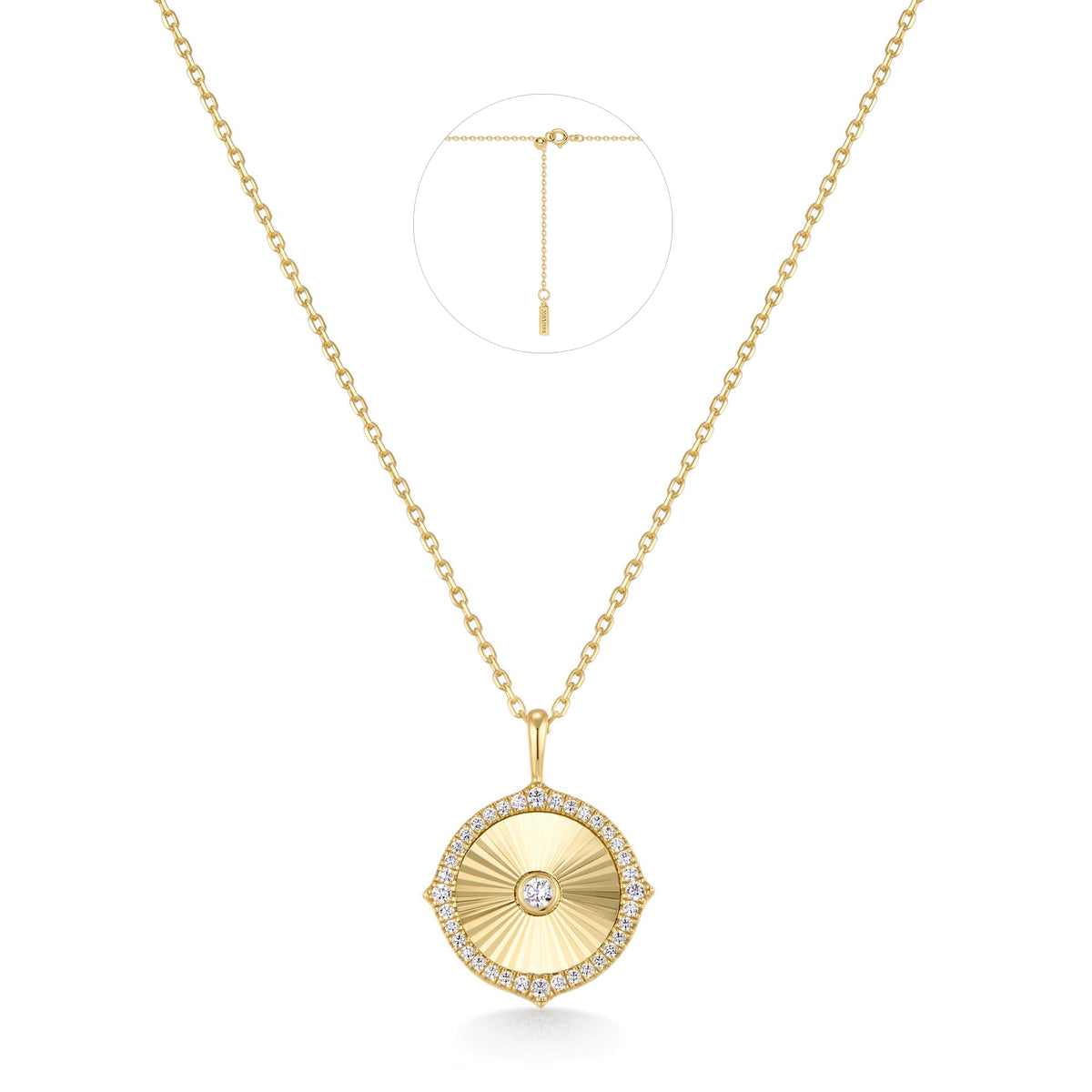 Gold Diamond-Cut Sunny Disc Necklace