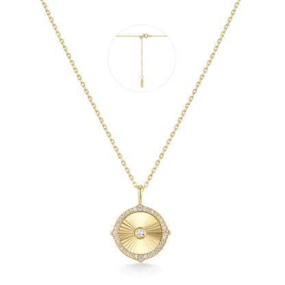Gold Diamond-Cut Sunny Disc Necklace