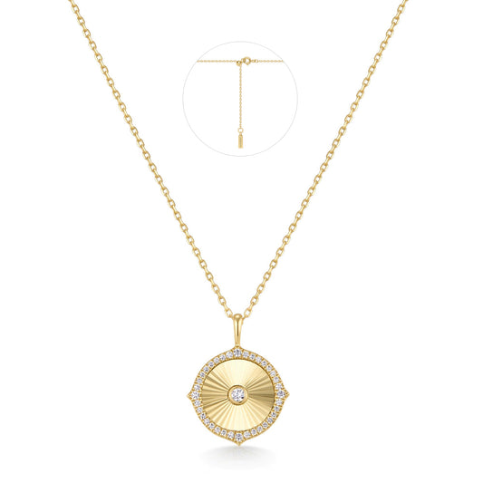 Gold Diamond-Cut Sunny Disc Necklace