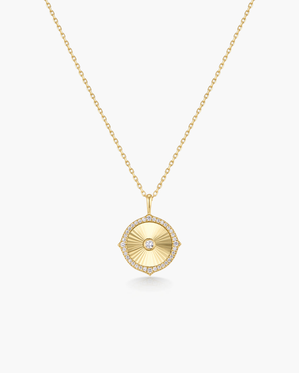 Gold Diamond-Cut Sunny Disc Necklace