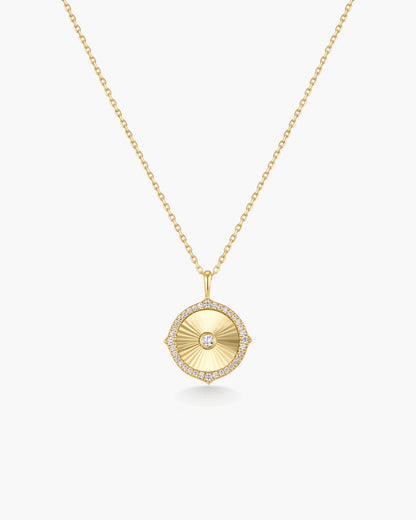 Gold Diamond-Cut Sunny Disc Necklace