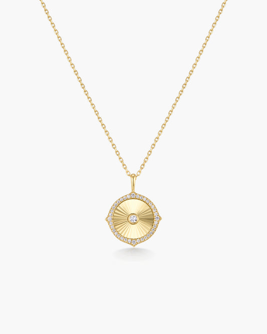 Gold Diamond-Cut Sunny Disc Necklace