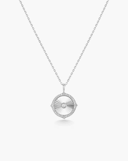 Silver Diamond-Cut Sunny Disc Necklace