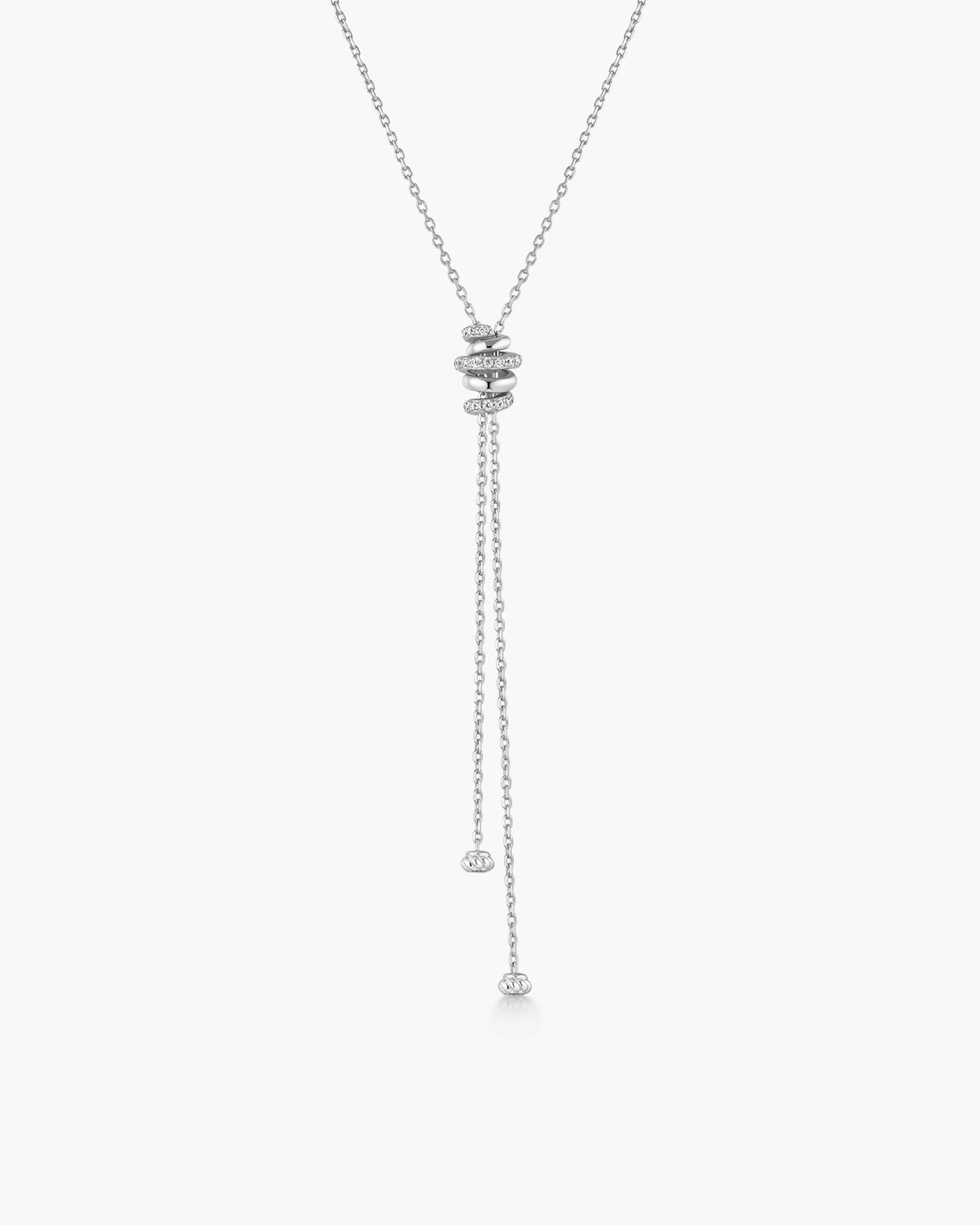 Silver Twisted Rope Lariat Necklace