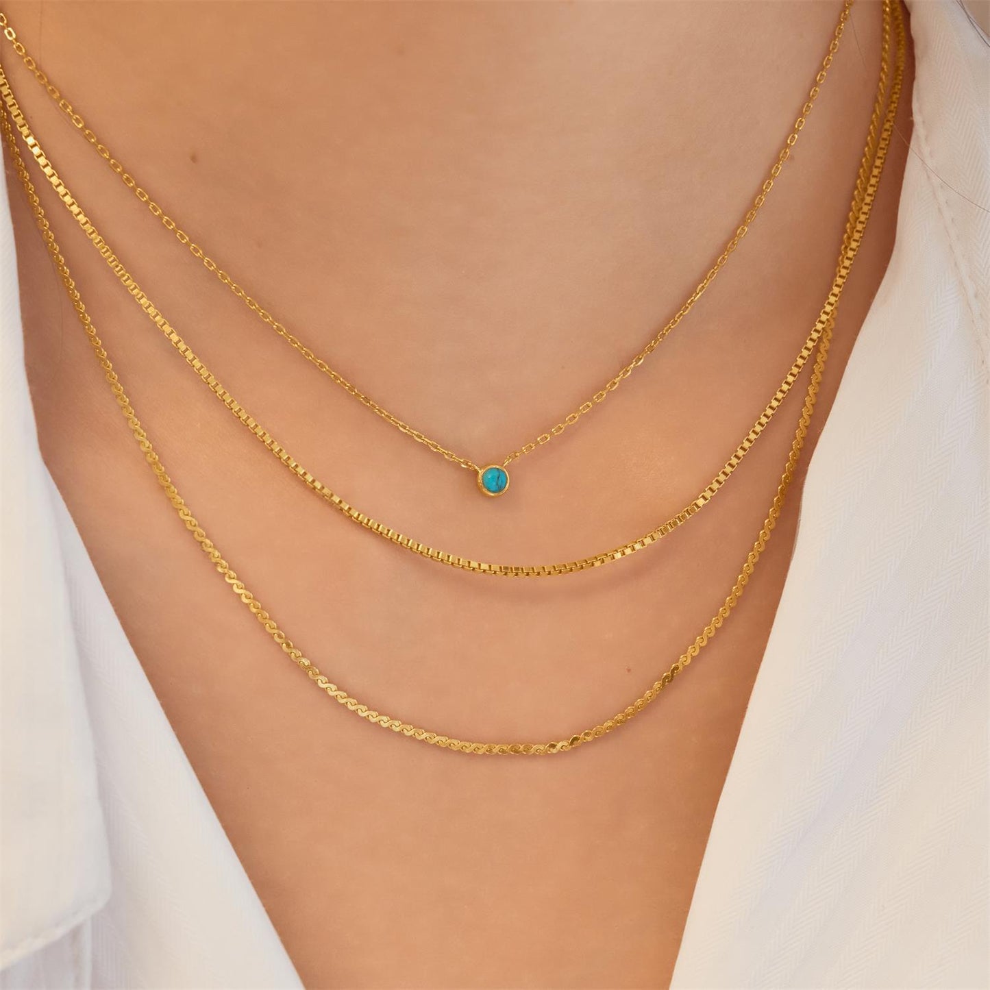 Gold Bezel-Set Lab-Created Turquoise Solitaire Necklace