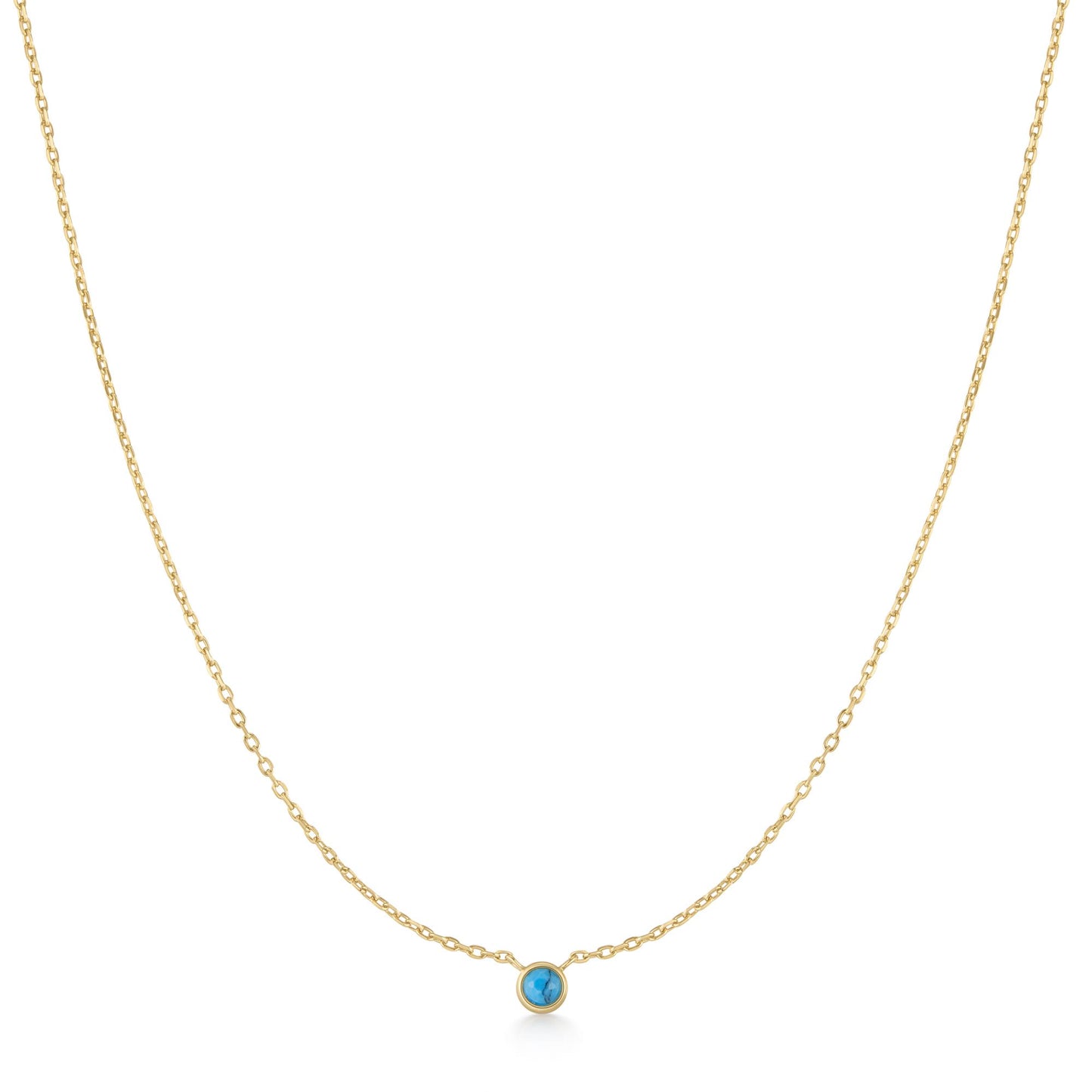 Gold Bezel-Set Lab-Created Turquoise Solitaire Necklace