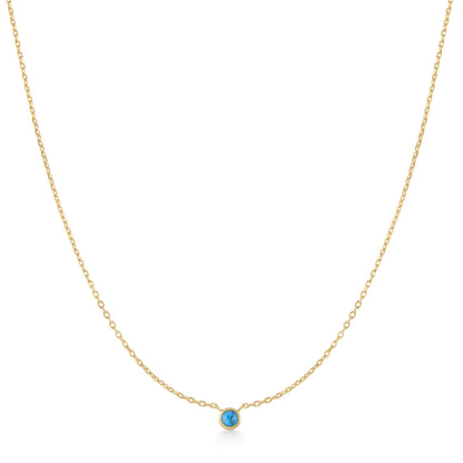 Gold Bezel-Set Lab-Created Turquoise Solitaire Necklace