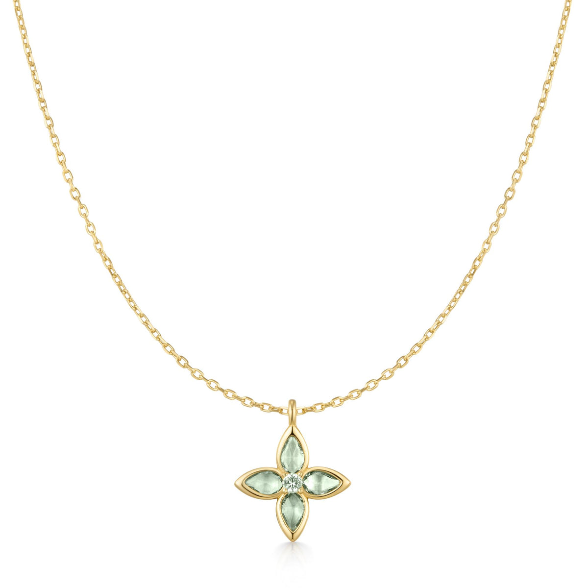 Gold Mint Green Lucky Clover Necklace
