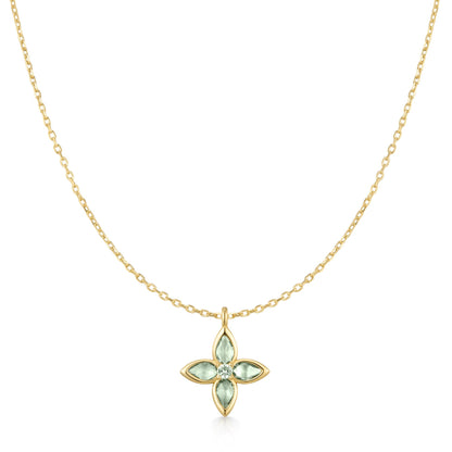 Gold Mint Green Lucky Clover Necklace