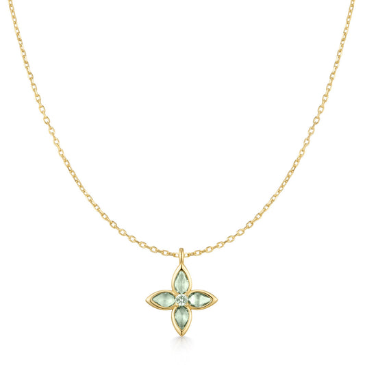Gold Mint Green Lucky Clover Necklace