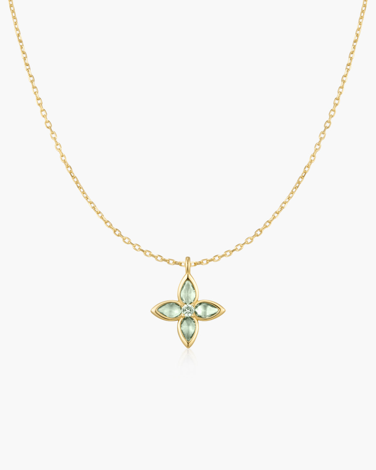 Gold Mint Green Lucky Clover Necklace