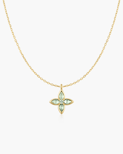 Gold Mint Green Lucky Clover Necklace