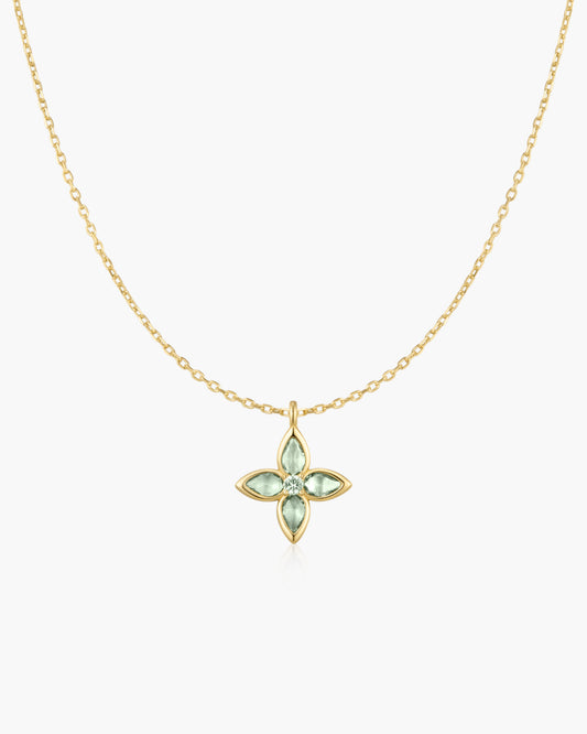 Gold Mint Green Lucky Clover Necklace