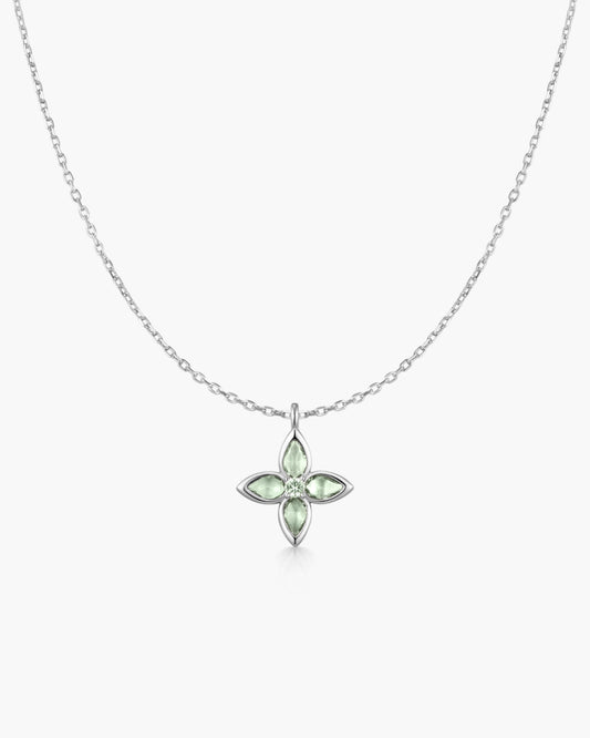 Silver Mint Green Lucky Clover Necklace