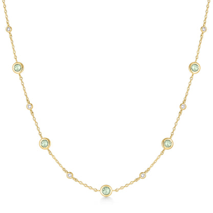 Gold Mint Green Station Necklace