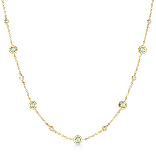 Gold Mint Green Station Necklace