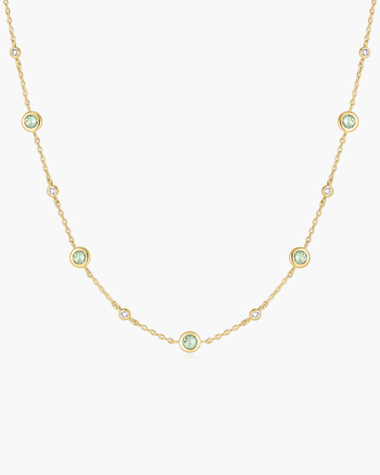 Gold Mint Green Station Necklace