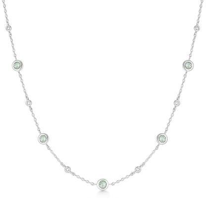 Silver Mint Green Station Necklace