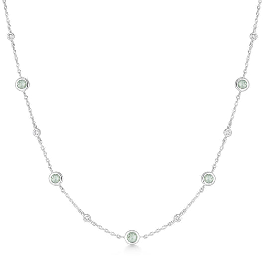 Silver Mint Green Station Necklace