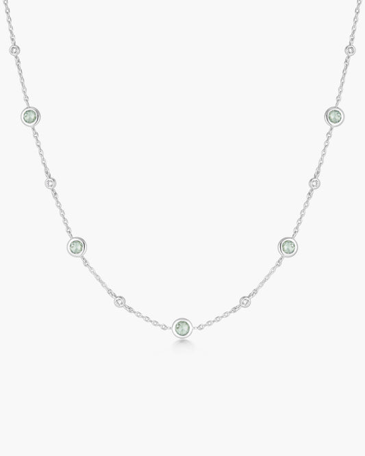 Silver Mint Green Station Necklace