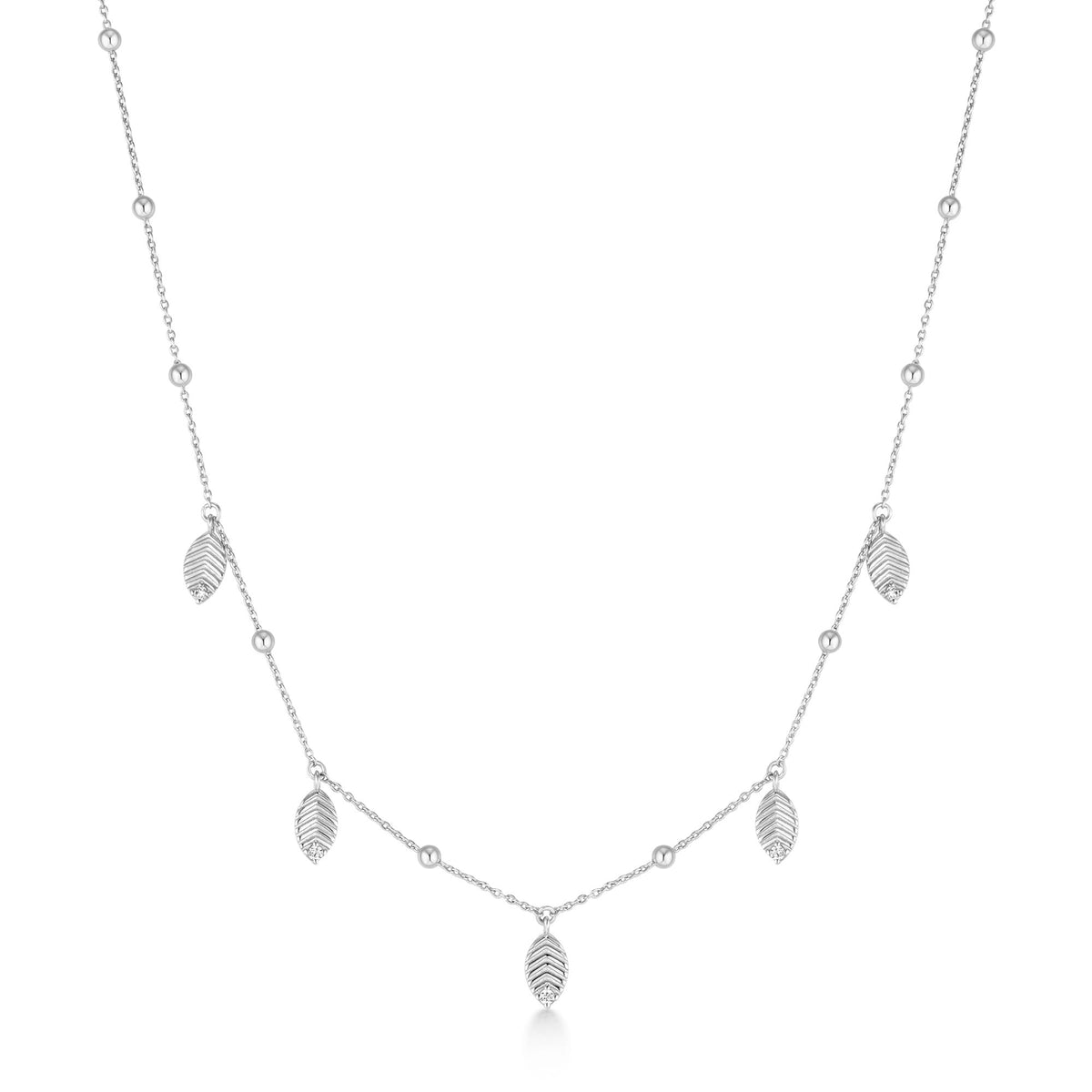 Silver Leaf Station Necklace