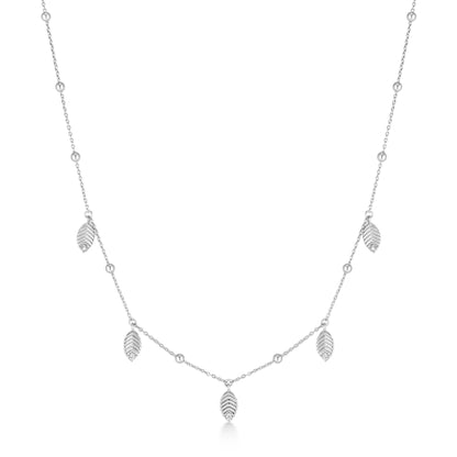 Silver Leaf Station Necklace