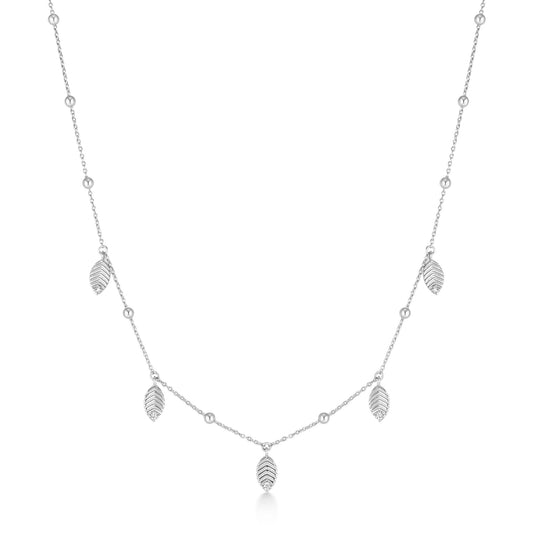 Silver Leaf Station Necklace