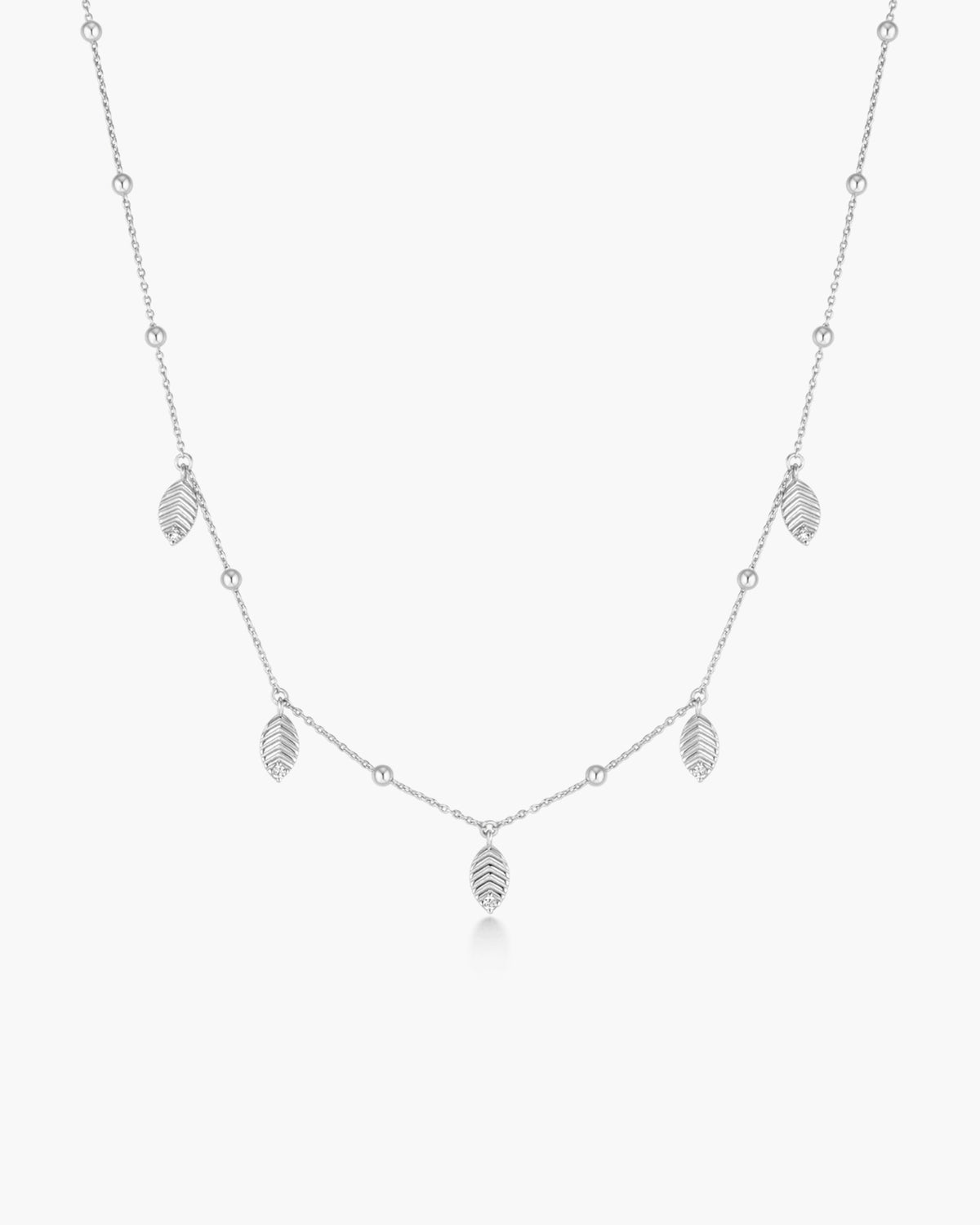 Silver Leaf Station Necklace