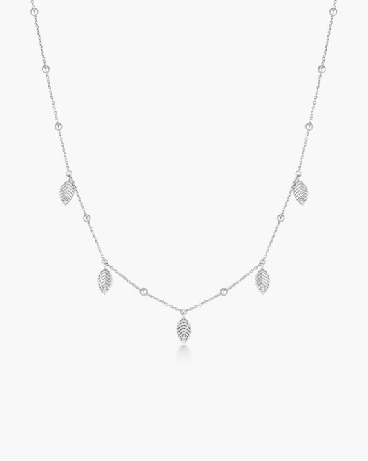 Silver Leaf Station Necklace