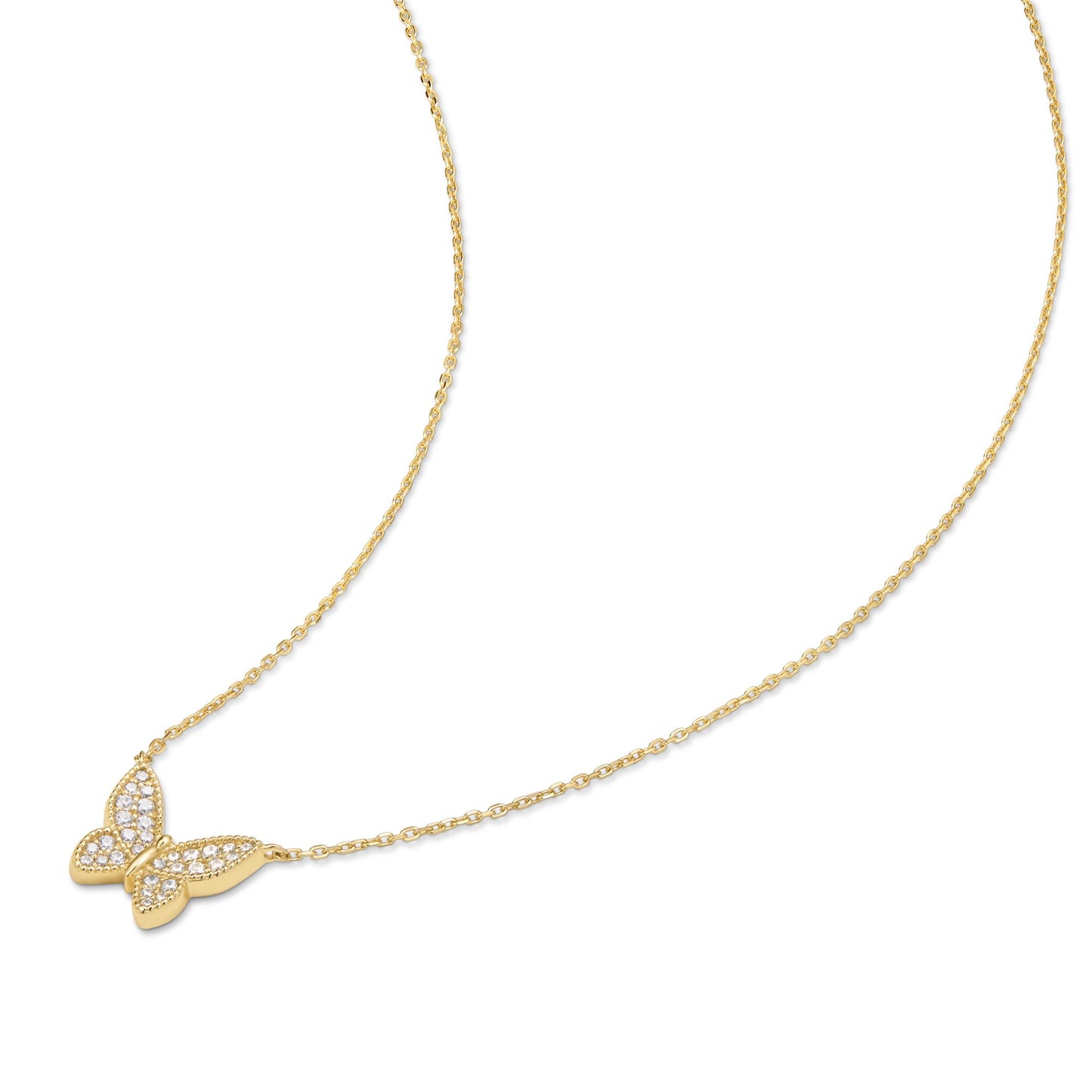 Gold Butterfly Pavé Necklace