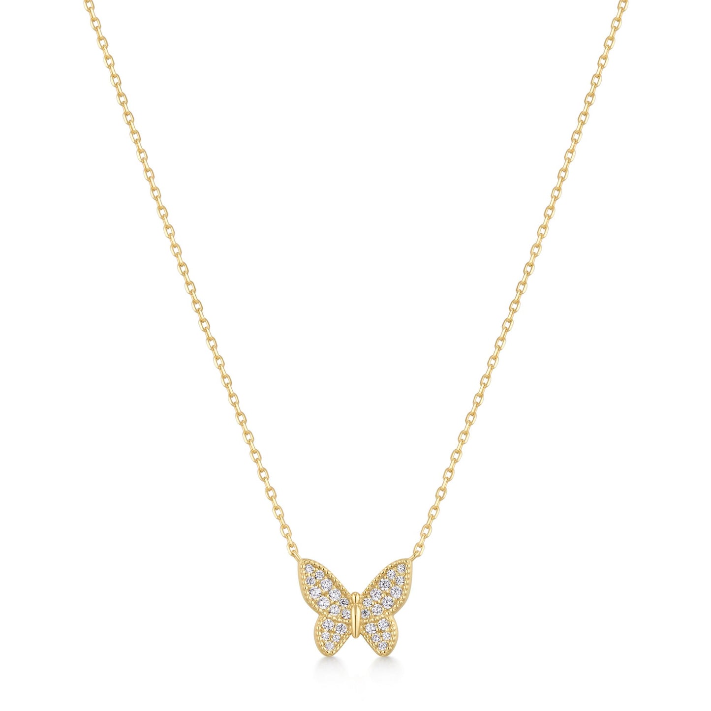 Gold Butterfly Pavé Necklace