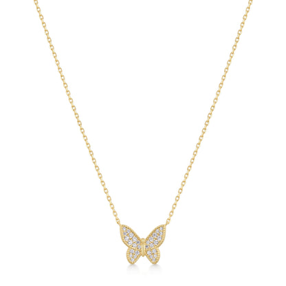 Gold Butterfly Pavé Necklace