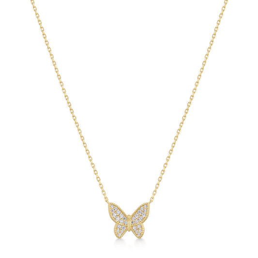Gold Butterfly Pavé Necklace