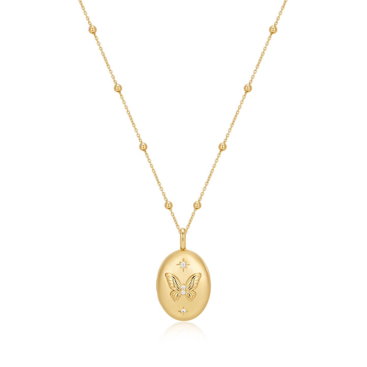 Gold Butterfly Locket Necklace