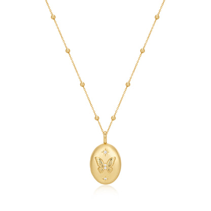 Gold Butterfly Locket Necklace