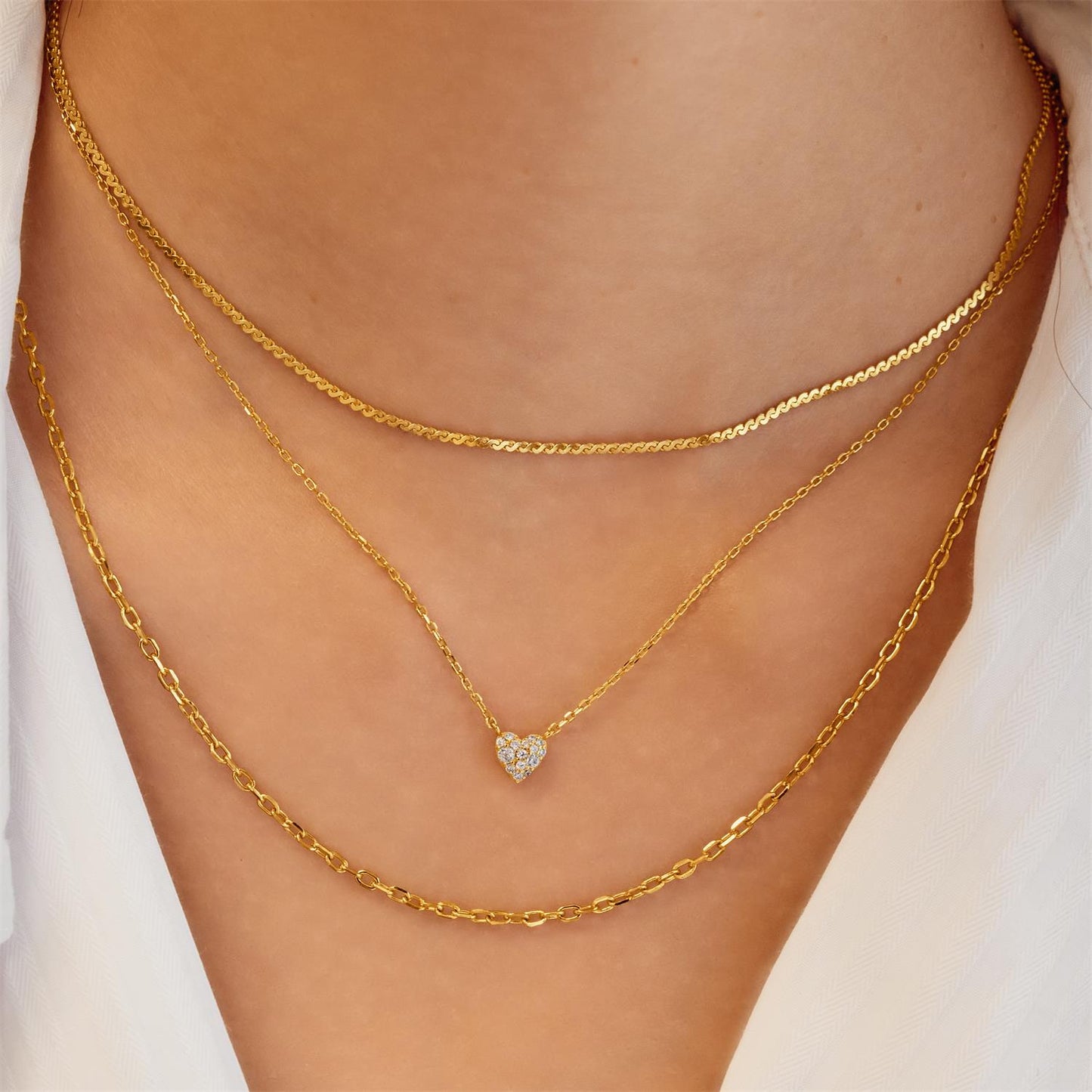 Gold Pavé Heart Necklace