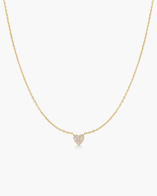 Gold Pavé Heart Necklace