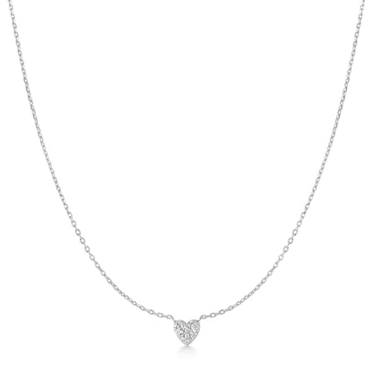 Silver Pavé Heart Necklace