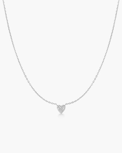 Silver Pavé Heart Necklace
