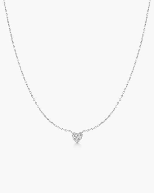 Silver Pavé Heart Necklace