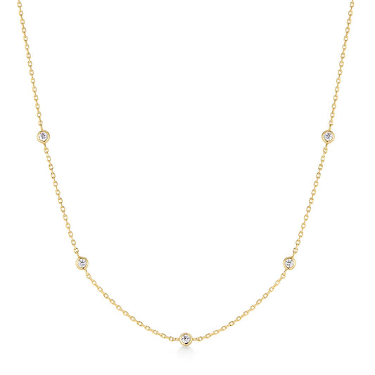 Gold Classic Bezel-Set Station Necklace