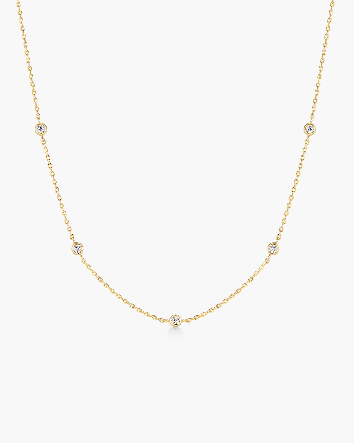 Gold Classic Bezel-Set Station Necklace