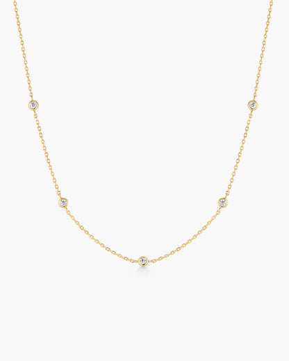 Gold Classic Bezel-Set Station Necklace