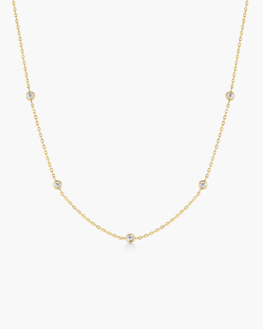 Gold Classic Bezel-Set Station Necklace