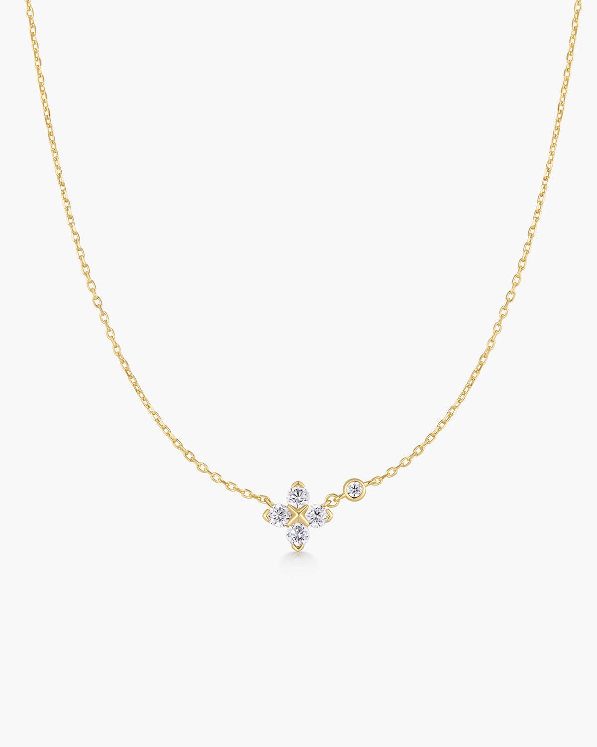 Gold Sparkling Lucky Clover Necklace