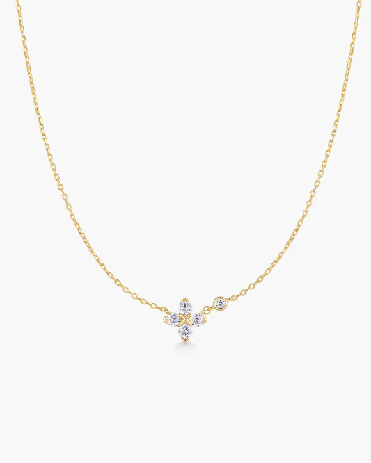 Gold Sparkling Lucky Clover Necklace