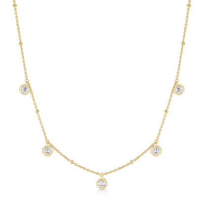 Gold Molten Bezel-Set Droplet Station Necklace