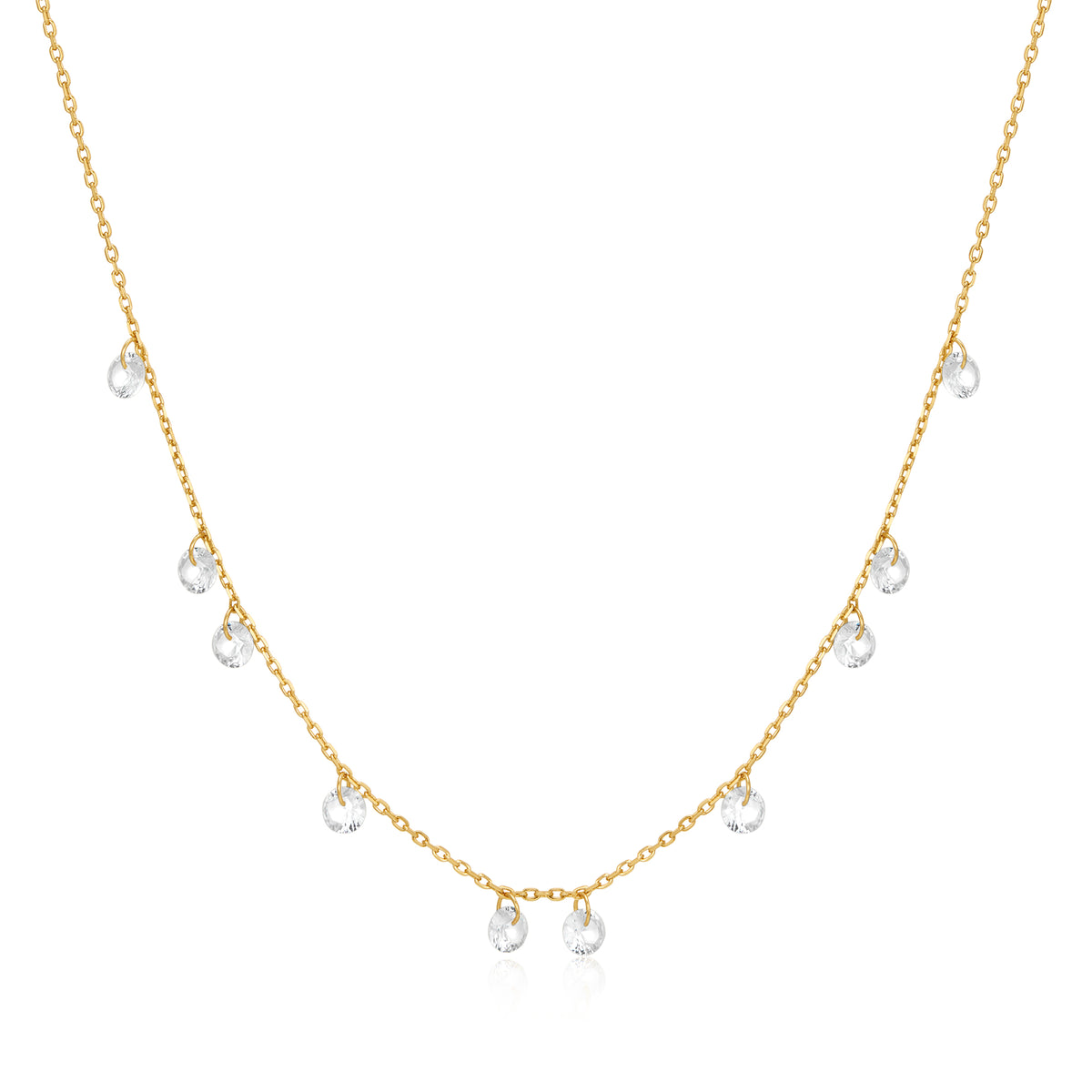 Gold Droplet Station Necklace